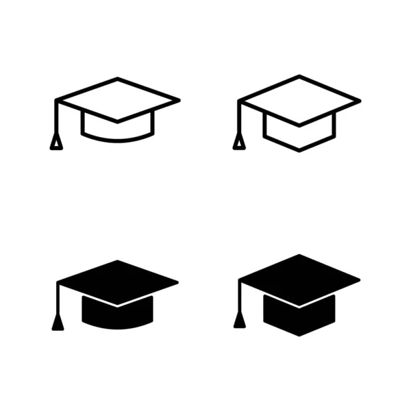 Icono Educativo Vector Signo Símbolo Tapa Graduación Graduado Estudiantes Cap — Archivo Imágenes Vectoriales