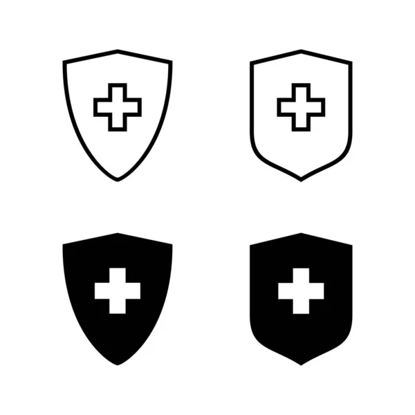 Icone Dell Assicurazione Sanitaria Vettore Segno Simbolo Del Documento Sanitario — Vettoriale Stock