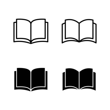 Kitap simgeleri vektörü. Açık kitap işareti ve sembol. Kitap simgesi