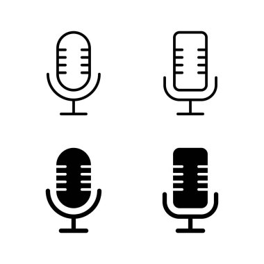 Mikrofon simgeleri vektörü. Karaoke işareti ve sembol