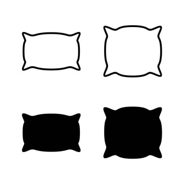 Yastık simgeleri vektörü. Yastık işareti ve sembol. Rahat yumuşacık yastık.