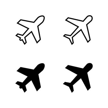Düzlem simgeleri vektörü. Uçak işareti ve sembol. Uçuş taşıma sembolü. Seyahat işareti. uçak.