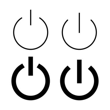 Güç simgeleri vektörü. Güç Anahtarı işareti ve sembolü. Elektrik gücü.