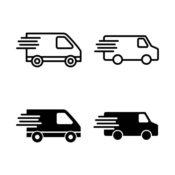 送货卡车图标矢量 送货卡车的标志和符号 运送速递图标 — 图库矢量图片