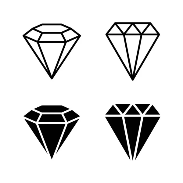 Vettore Icone Diamantate Diamante Gemme Segno Simbolo — Vettoriale Stock