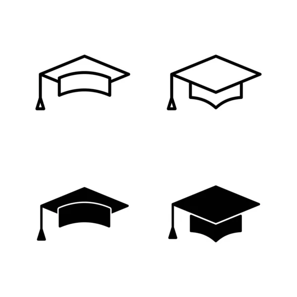 Εκπαιδευτικό Εικονίδιο Σήμα Καπέλο Αποφοίτησης Και Σύμβολο Απόφοιτος Ανώτατο Όριο — Διανυσματικό Αρχείο