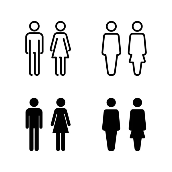 Icone Uomo Donna Vettore Segno Simbolo Maschile Femminile Ragazze Ragazzi — Vettoriale Stock