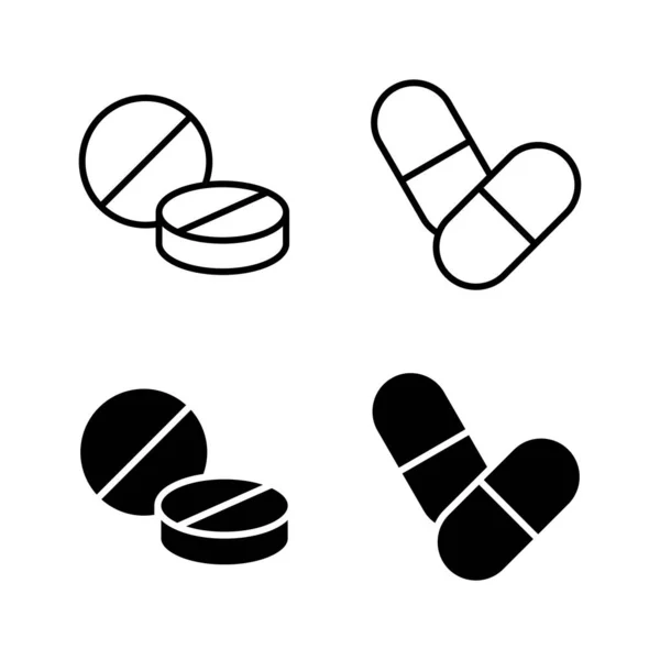 Tabletták Ikonok Vektor Kapszula Ikon Kábítószer Jel Szimbólum — Stock Vector