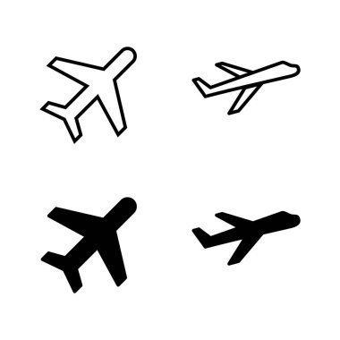 Düzlem simgeleri vektörü. Uçak işareti ve sembol. Uçuş taşıma sembolü. Seyahat işareti. uçak.