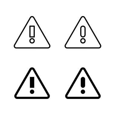 Ünlem tehlikesi ikonları vektörü. Dikkat işareti ve sembol. Tehlike uyarısı işareti