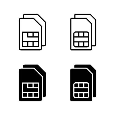 Sim kart simgeleri vektörü. çift sim kart işareti ve sembol