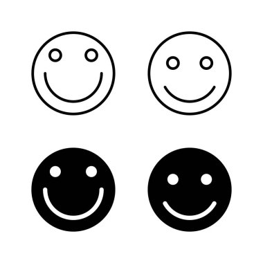 Gülme ikonları vektörü. Gülümseme simgesi. Geribildirim işareti ve sembol