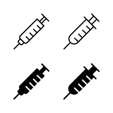 Şırınga ikonu vektörü. Enjeksiyon işareti ve sembol. Aşı simgesi