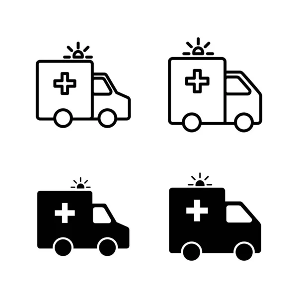 Ambulans Simgeleri Vektörü Ambulans Kamyonu Işareti Sembol Ambulans Arabası — Stok Vektör