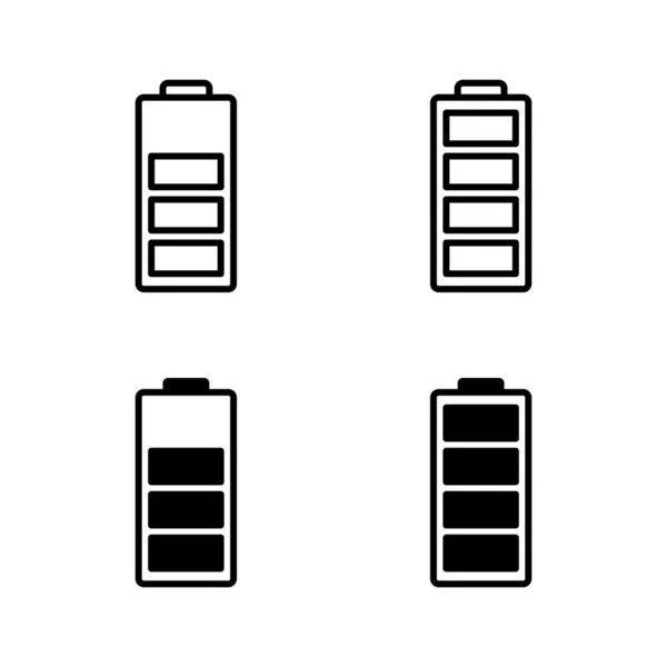 Ícones Bateria Vetor Sinal Carregamento Bateria Nível Carga Bateria — Vetor de Stock