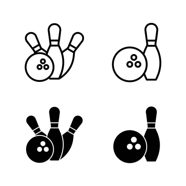 Bowling Icons Vector Bowling Ball Pin Sign Symbol — Stock Vector