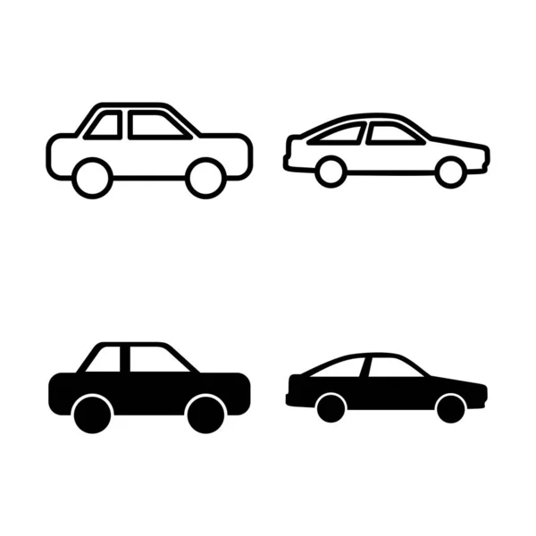 Ikony Samochodów Wektor Znak Symbol Samochodu Mały Sedan — Wektor stockowy