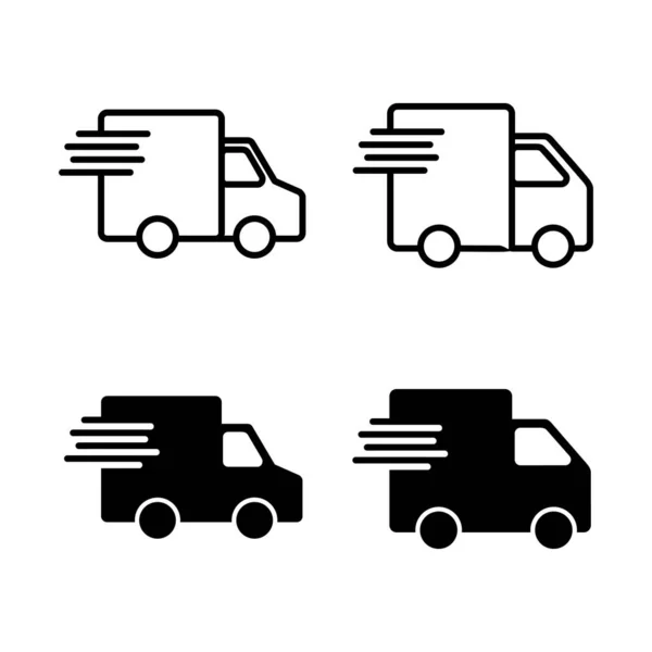 送货卡车图标矢量 送货卡车的标志和符号 运送速递图标 — 图库矢量图片
