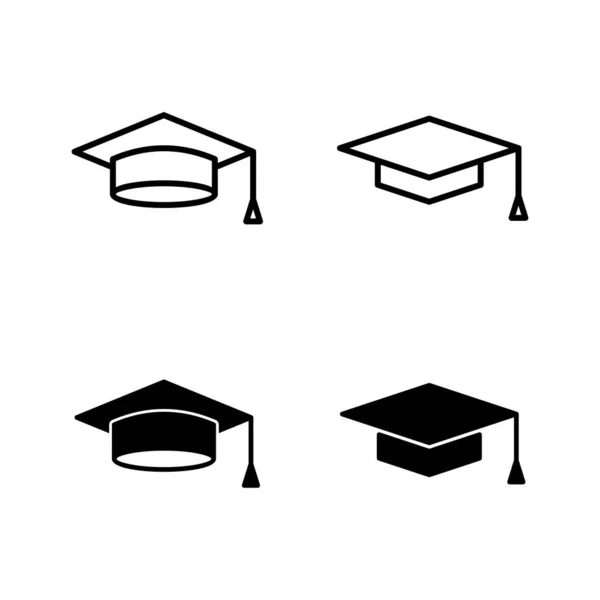 Εκπαιδευτικό Εικονίδιο Σήμα Καπέλο Αποφοίτησης Και Σύμβολο Απόφοιτος Ανώτατο Όριο — Διανυσματικό Αρχείο