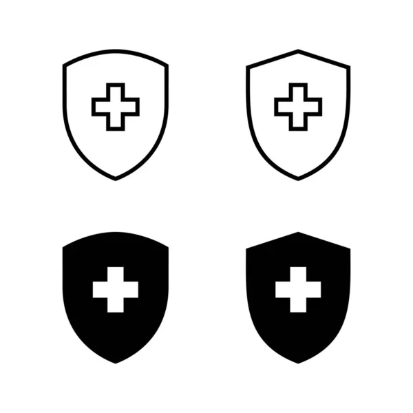 Icônes Assurance Maladie Vecteur Signature Symbole Document Médical Assurance — Image vectorielle