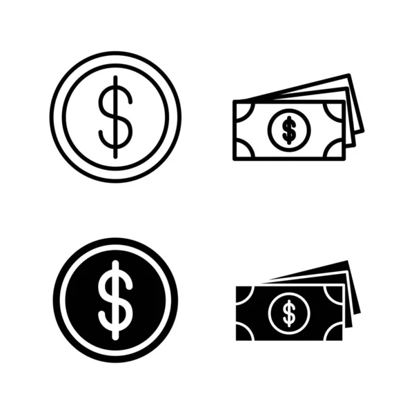 金钱图标向量 货币标志和符号 — 图库矢量图片