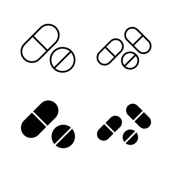Pillen Icons Vektor Kapselsymbol Zeichen Und Symbol Für Drogen — Stockvektor