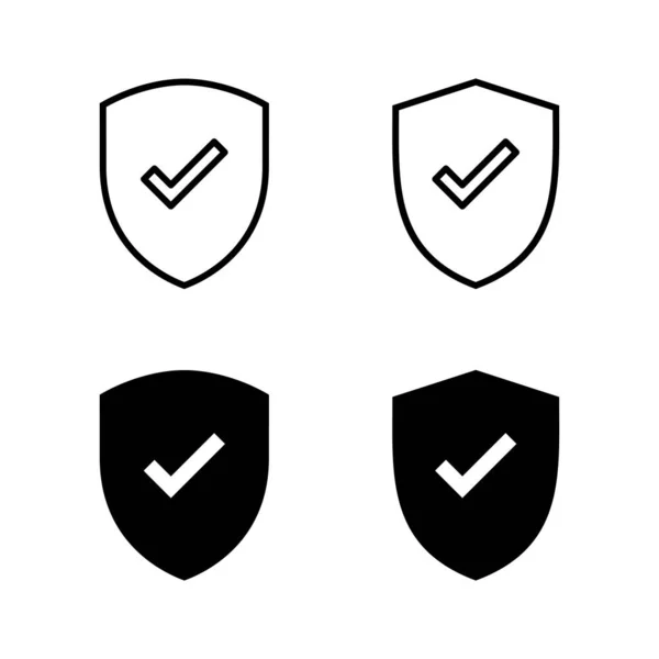 Schild Häkchen Symbole Vektor Schutzschilder Versicherungskennzeichen — Stockvektor