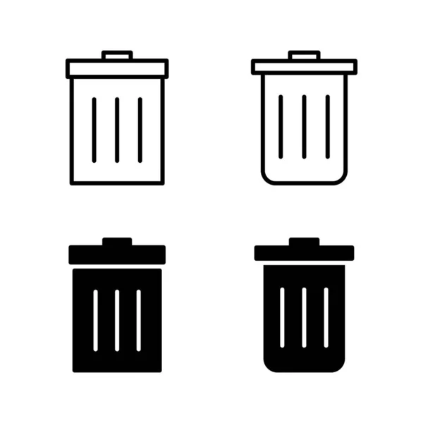 Çöp Simgeleri Vektörü Çöp Kutusu Simgesi Şareti Sembolü Sil — Stok Vektör