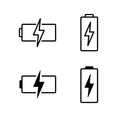 Batarya simgeleri vektörü. Şarj işareti. pil şarj seviyesi