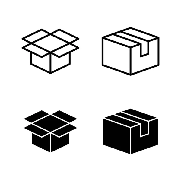 Boîte Icônes Vecteur Panneau Symbole Boîte Colis Paquet — Image vectorielle