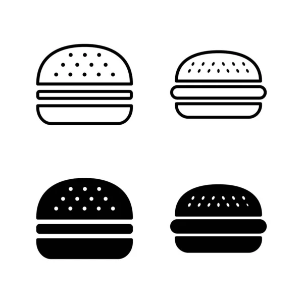 Burger Ikoner Vektor Hamburgerskylt Och Symbol Hamburgare — Stock vektor
