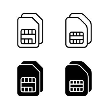 Sim kart simgeleri vektörü. çift sim kart işareti ve sembol