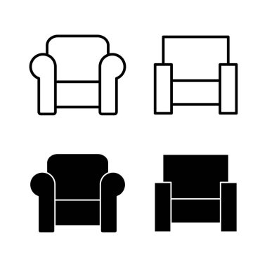 Koltuk simgeleri vektörü. Kanepe işareti ve sembol. mobilya simgesi