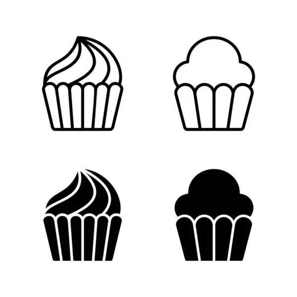 Coupe Gâteau Icônes Vecteur Gâteau Signe Symbole — Image vectorielle