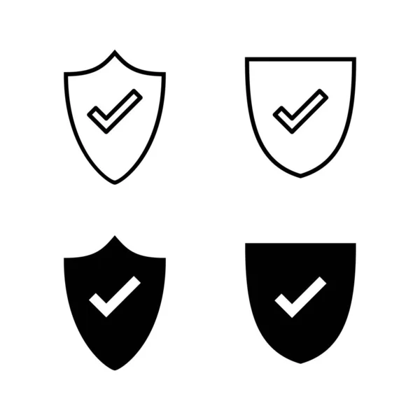 Bouclier Cocher Icônes Vecteur Protection Approuver Signe Icône Assurance — Image vectorielle
