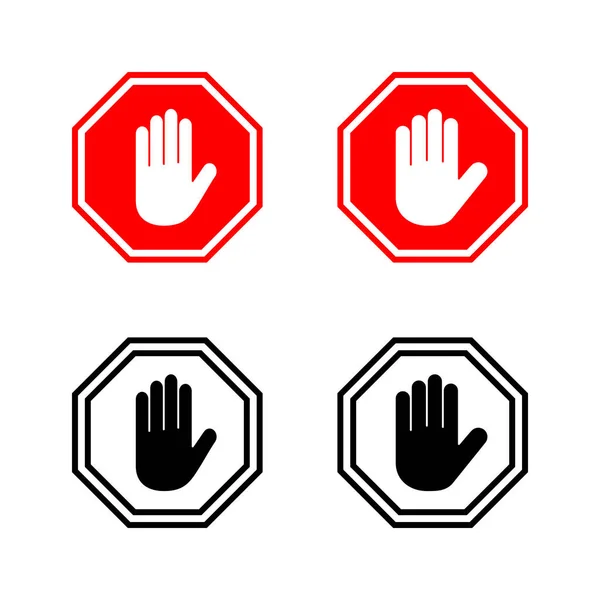 Stop Icons Vector Stop Road Sign Hand Stop Sign Symbol — Stock Vector