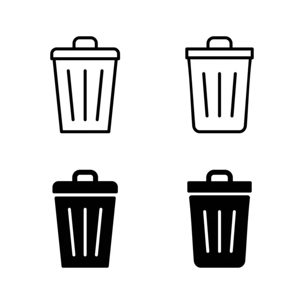 Çöp Simgeleri Vektörü Çöp Kutusu Simgesi Şareti Sembolü Sil — Stok Vektör