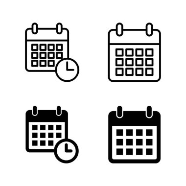 Takvim simgeleri vektörü. Takvim işareti ve sembol. Simge simgesini ayarla