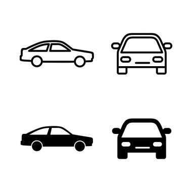 Araba simgeleri vektörü. Araba işareti ve sembol. küçük sedan