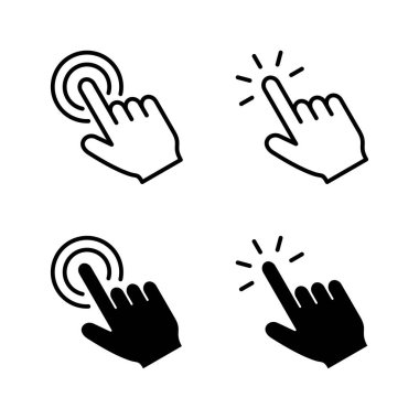 El tıklama simgeleri vektörü. İşaret ve sembol. el imleç simgesi