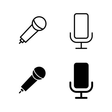 Mikrofon simgeleri vektörü. Karaoke işareti ve sembol