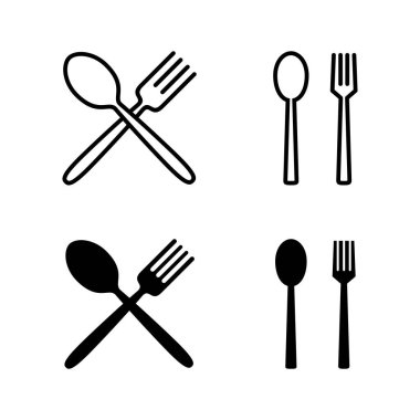 kaşık ve çatal simgeleri vektörü. kaşık, çatal ve bıçak ikonu vektörü. Restoran işareti ve sembolü