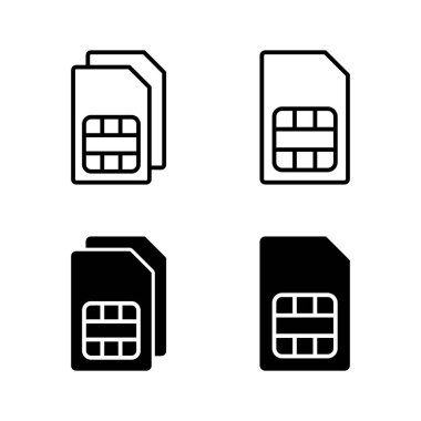Sim kart simgeleri vektörü. çift sim kart işareti ve sembol