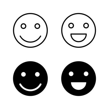 Gülme ikonları vektörü. Gülümseme simgesi. Geribildirim işareti ve sembol