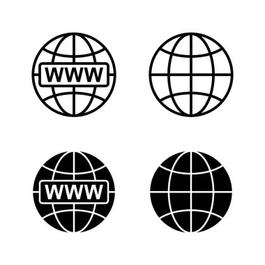 Web simgeleri vektörü. Web tabelalarına ve sembollere git. Web tıklama simgesi. Genel arama simgesi