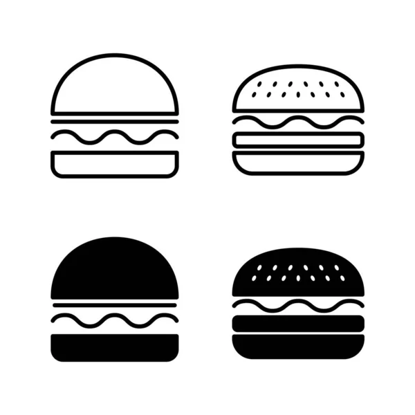 Burger Ikoner Vektor Hamburgerskylt Och Symbol Hamburgare — Stock vektor