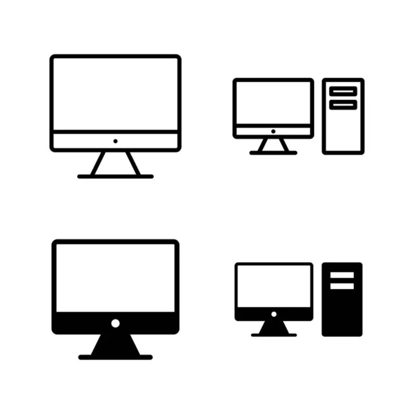 Computersymbole Als Vektor Zeichen Und Symbol Des Computermonitors — Stockvektor