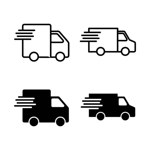Icônes Camion Livraison Vecteur Panneau Symbole Camion Livraison Expédition Rapide — Image vectorielle