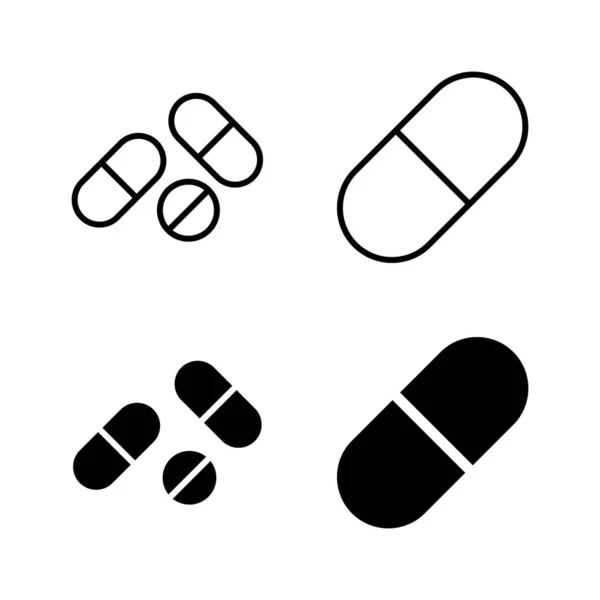 Pillen Icons Vektor Kapselsymbol Zeichen Und Symbol Für Drogen — Stockvektor
