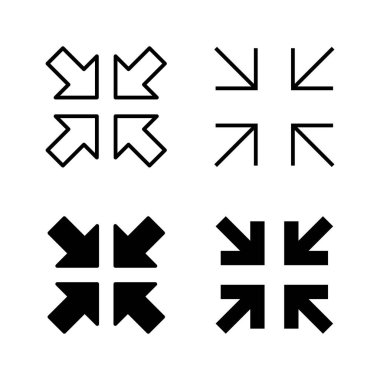 Tam ekran simge vektörü. Tam ekran işareti ve simgeye genişlet. Oklar sembolü